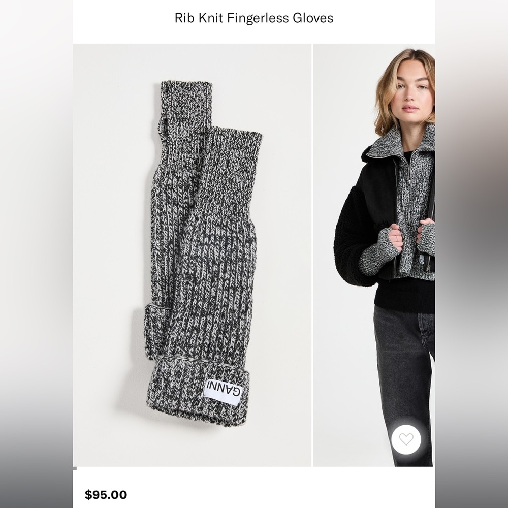 Ganni Rib Knit Fingerless Gloves - Picture 4 of 13